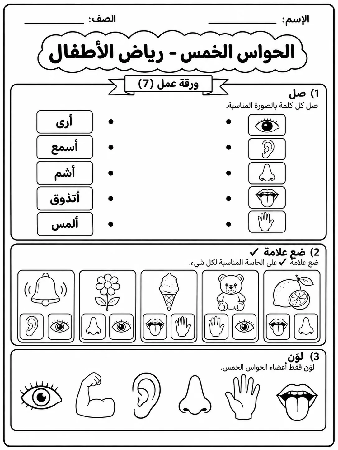 الحواس الخمس - رياض الأطفال