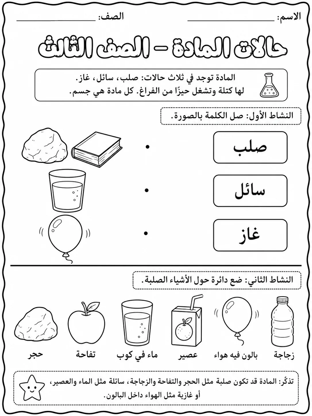 حالات المادة - الصف الثالث