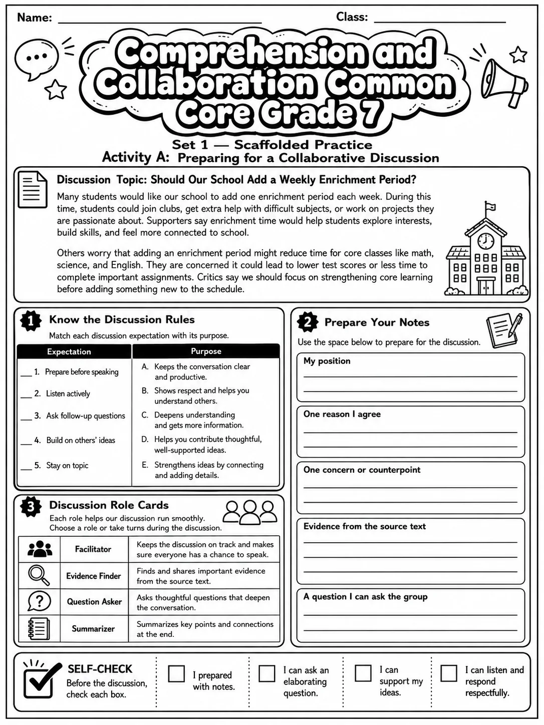 Comprehension and Collaboration Common Core Grade 7