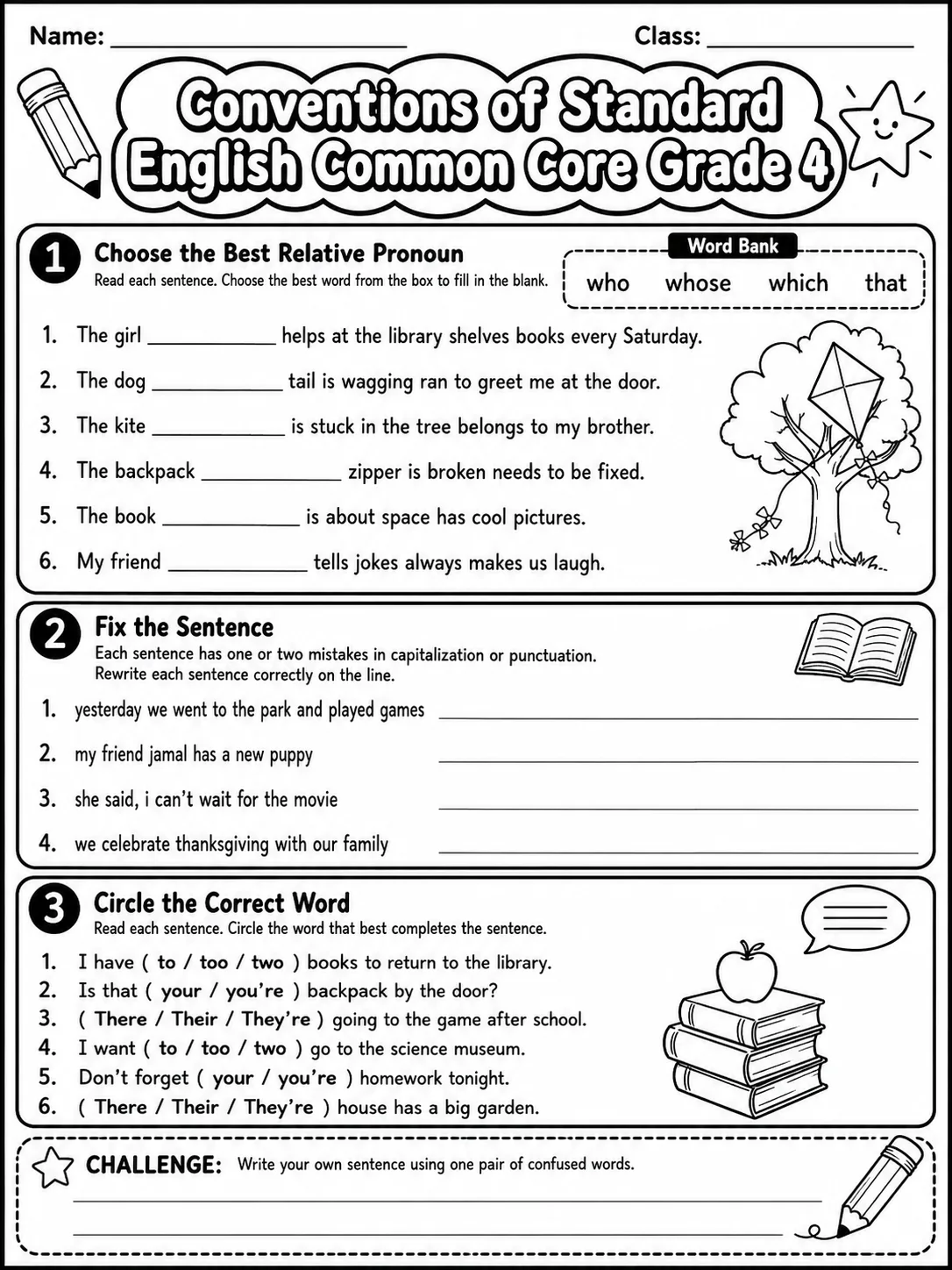 Conventions of Standard English Common Core Grade 4