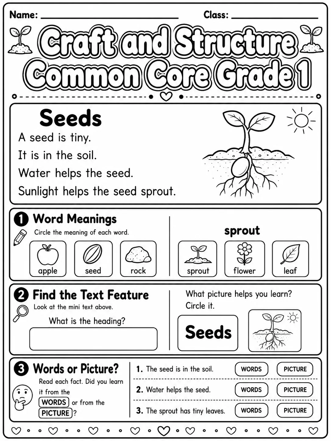 Craft and Structure Common Core Grade 1