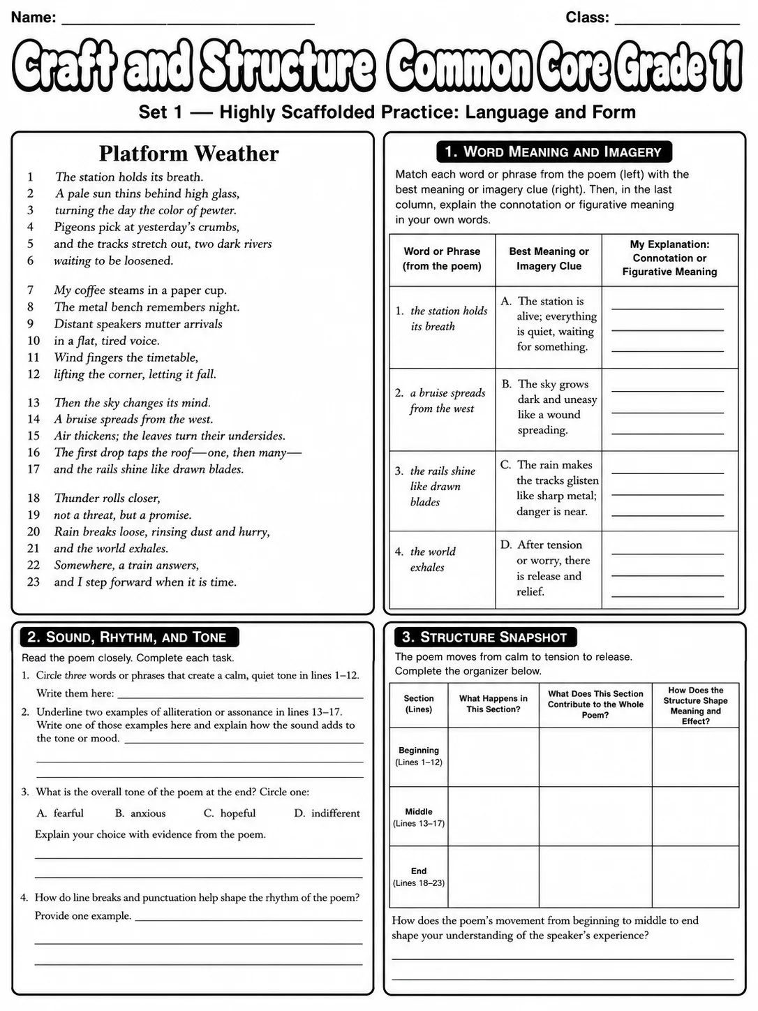 Craft and Structure Common Core Grade 11