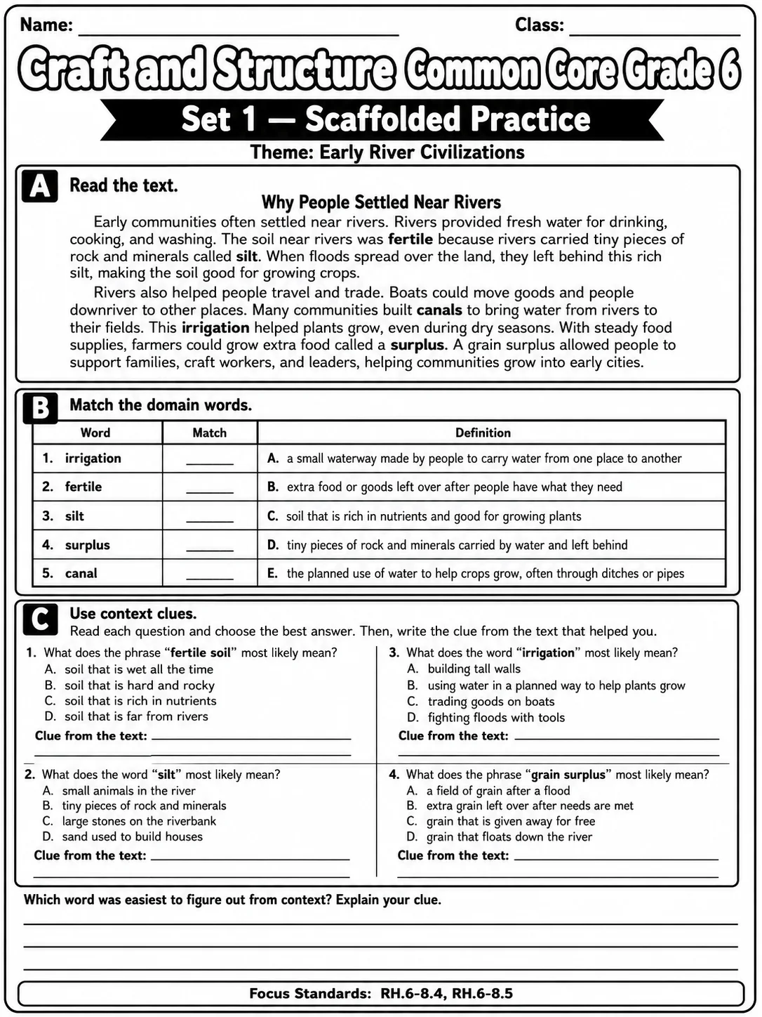 Craft and Structure Common Core Grade 6