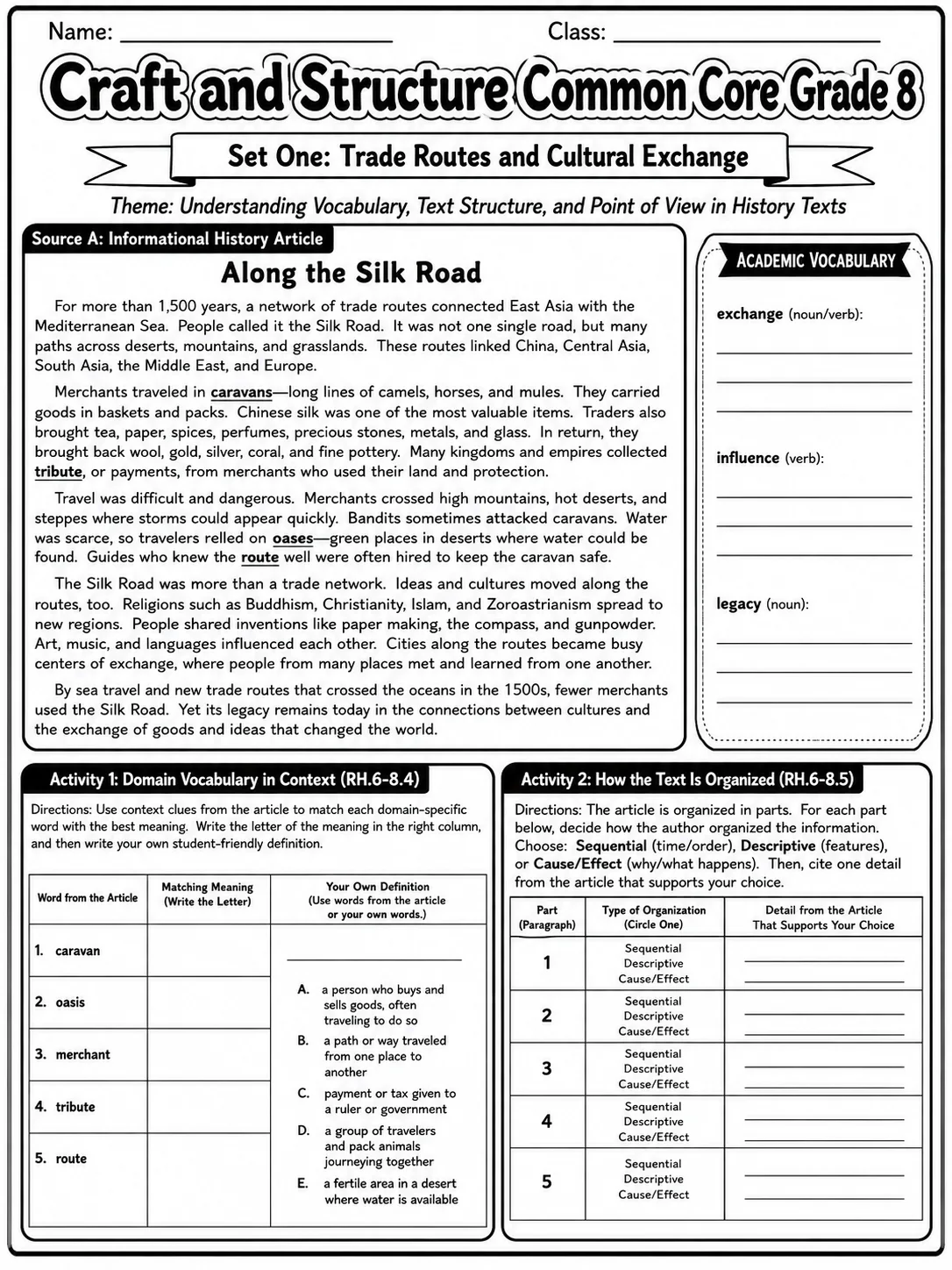 Craft and Structure Common Core Grade 8