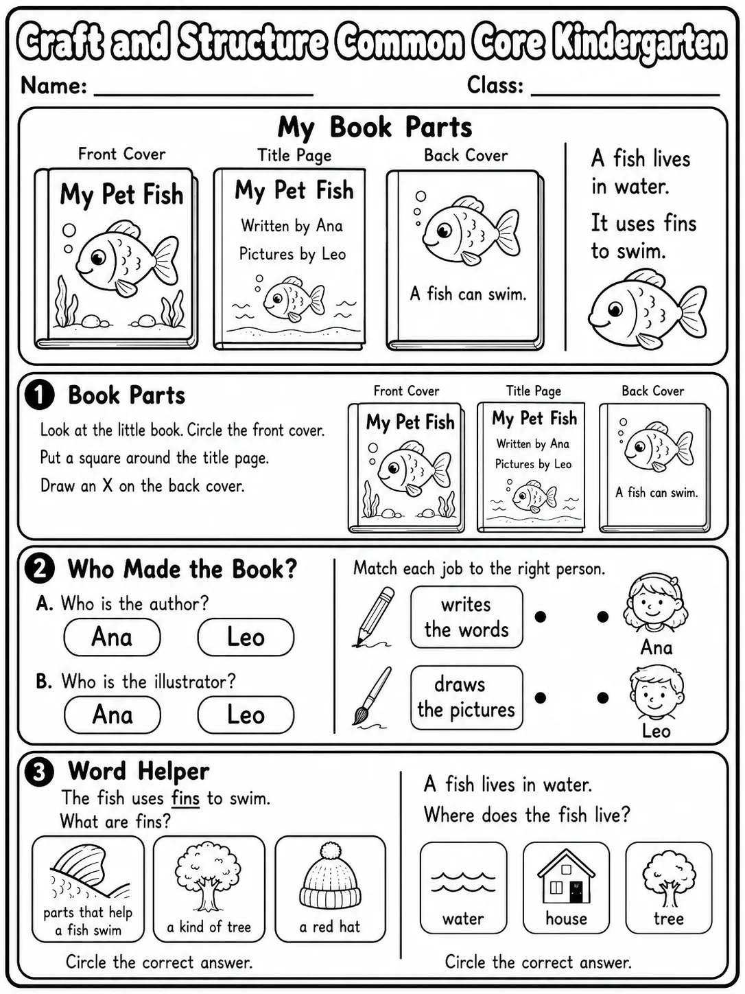 Craft and Structure Common Core Kindergarten