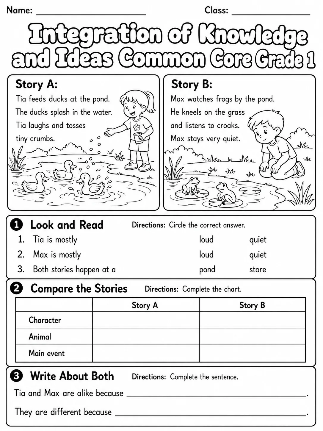 Integration of Knowledge and Ideas Common Core Grade 1