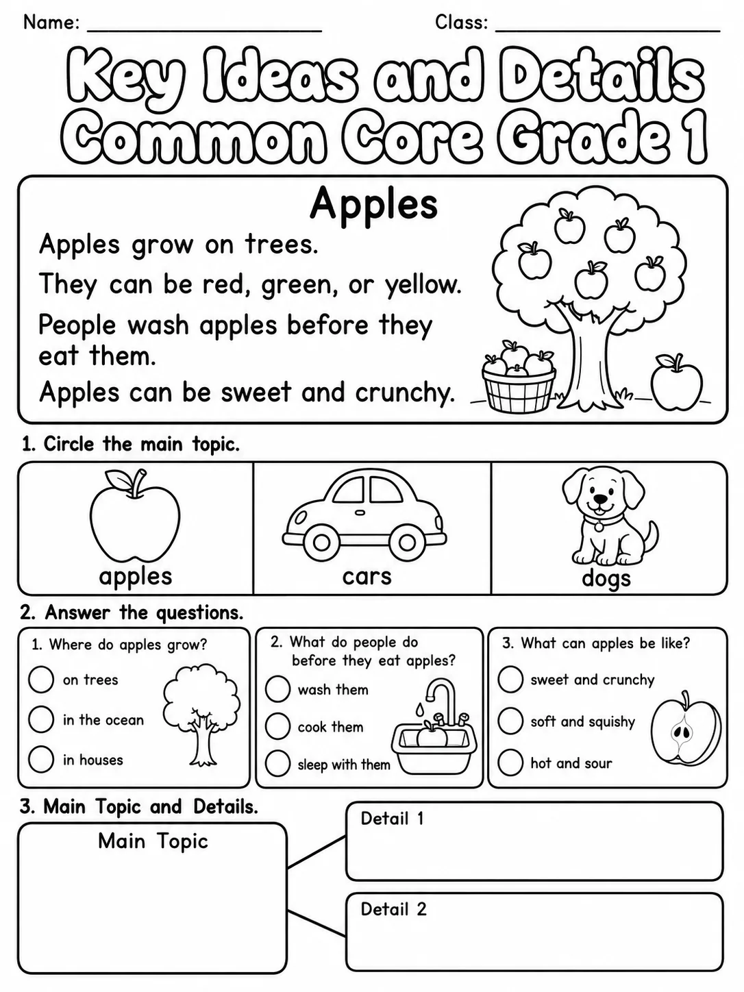 Key Ideas and Details Common Core Grade 1