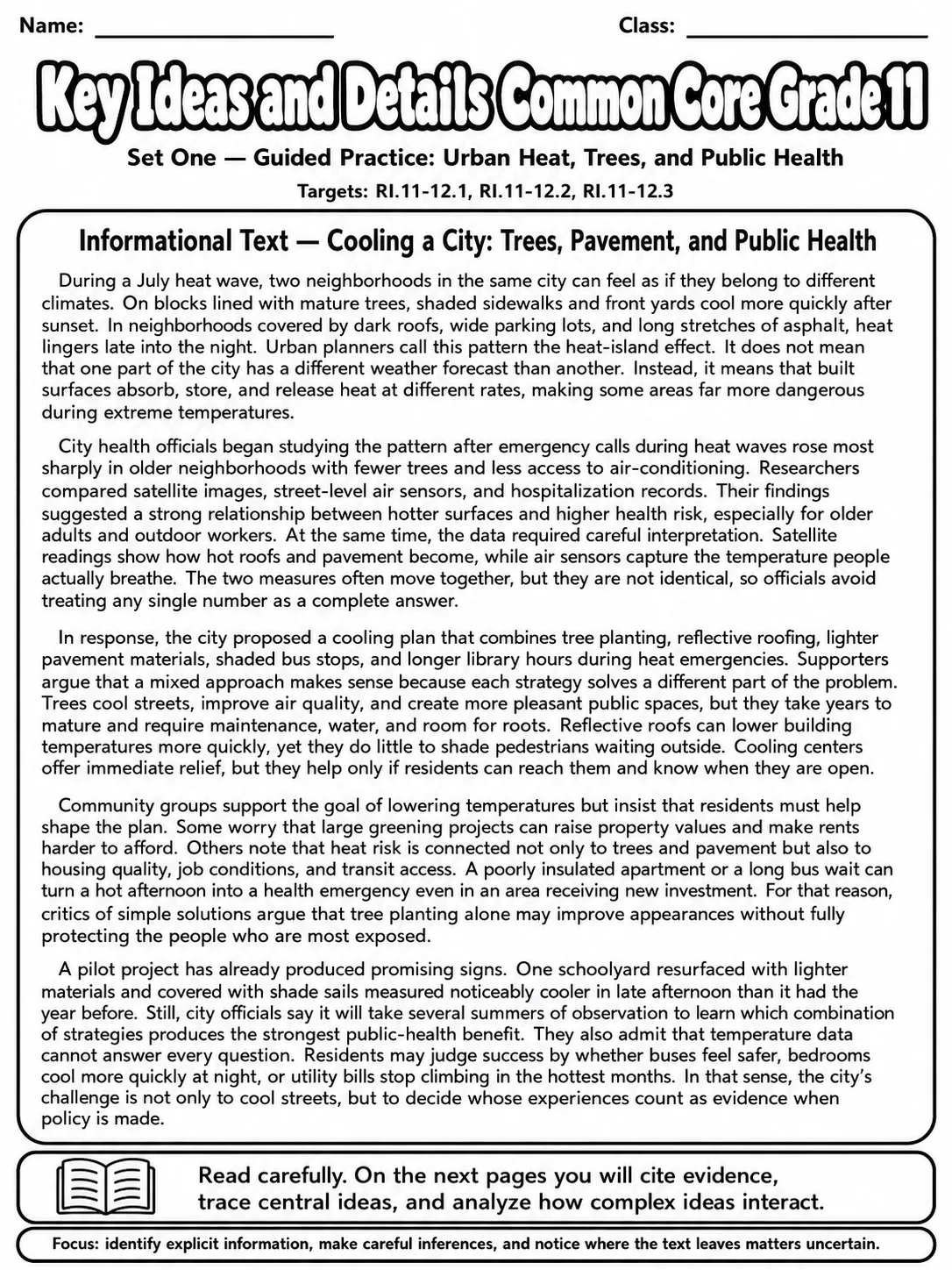 Key Ideas and Details Common Core Grade 11