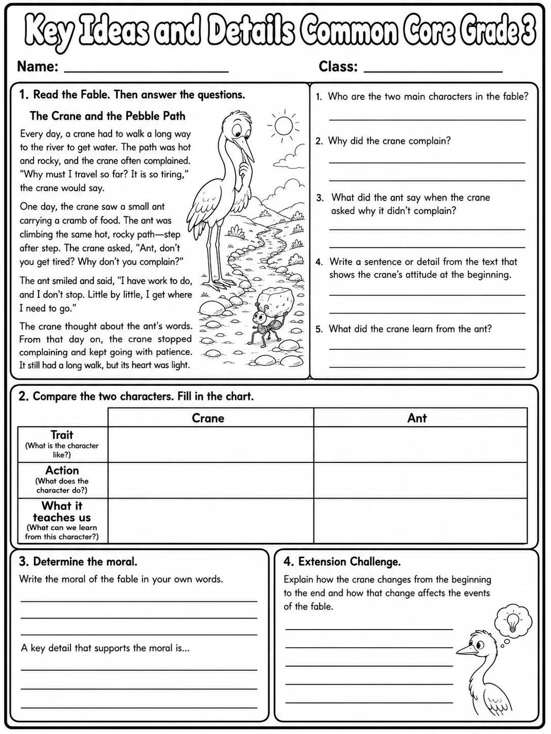 Key Ideas and Details Common Core Grade 3