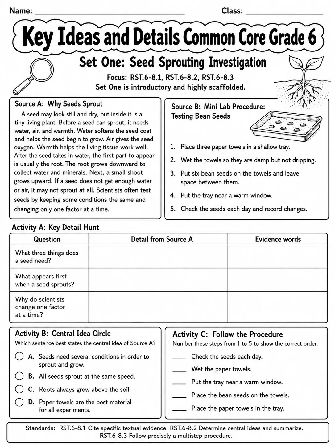 Key Ideas and Details Common Core Grade 6