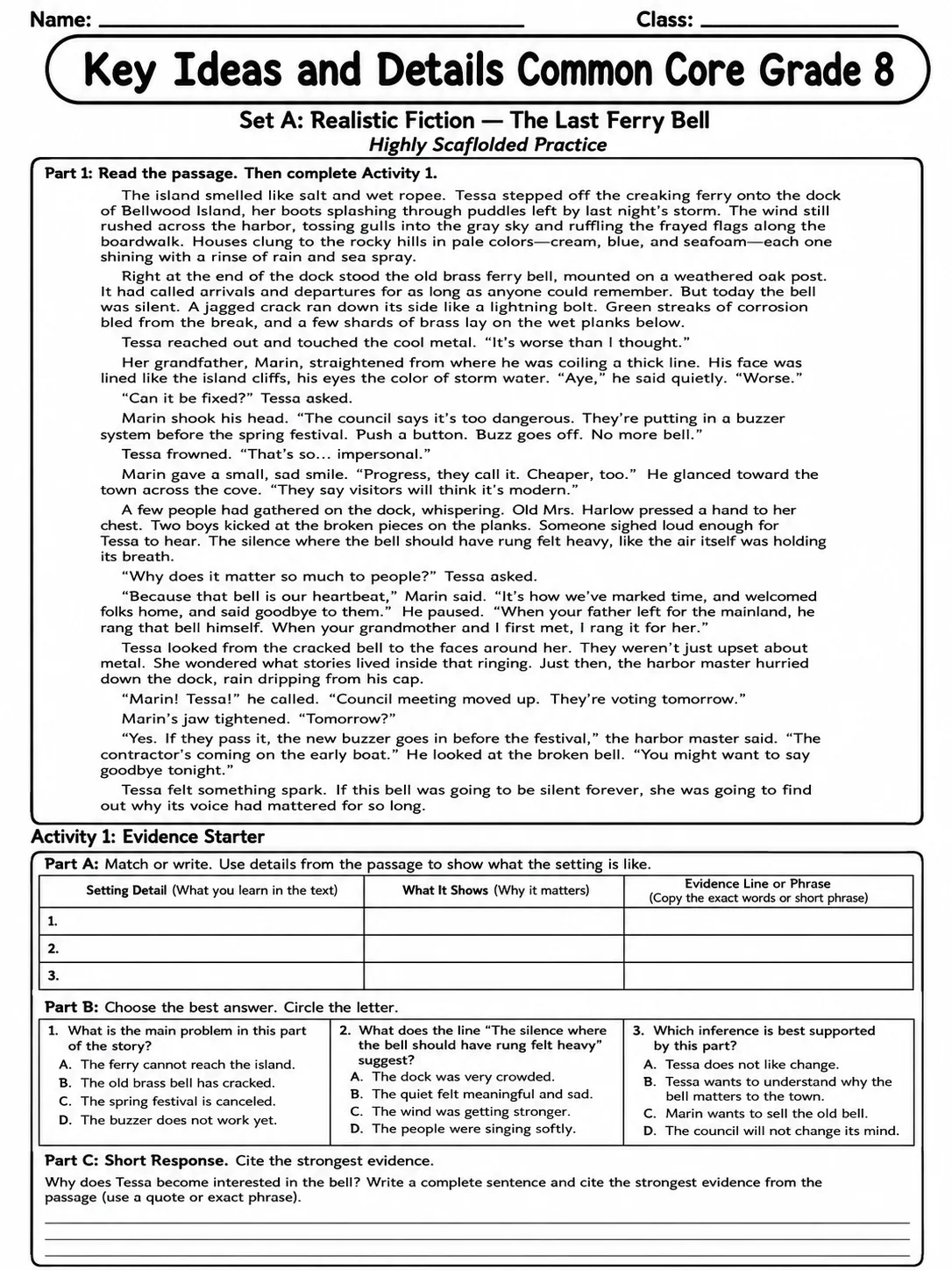 Key Ideas and Details Common Core Grade 8