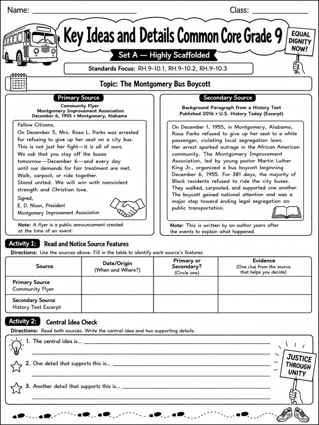 Key Ideas and Details Common Core Grade 9