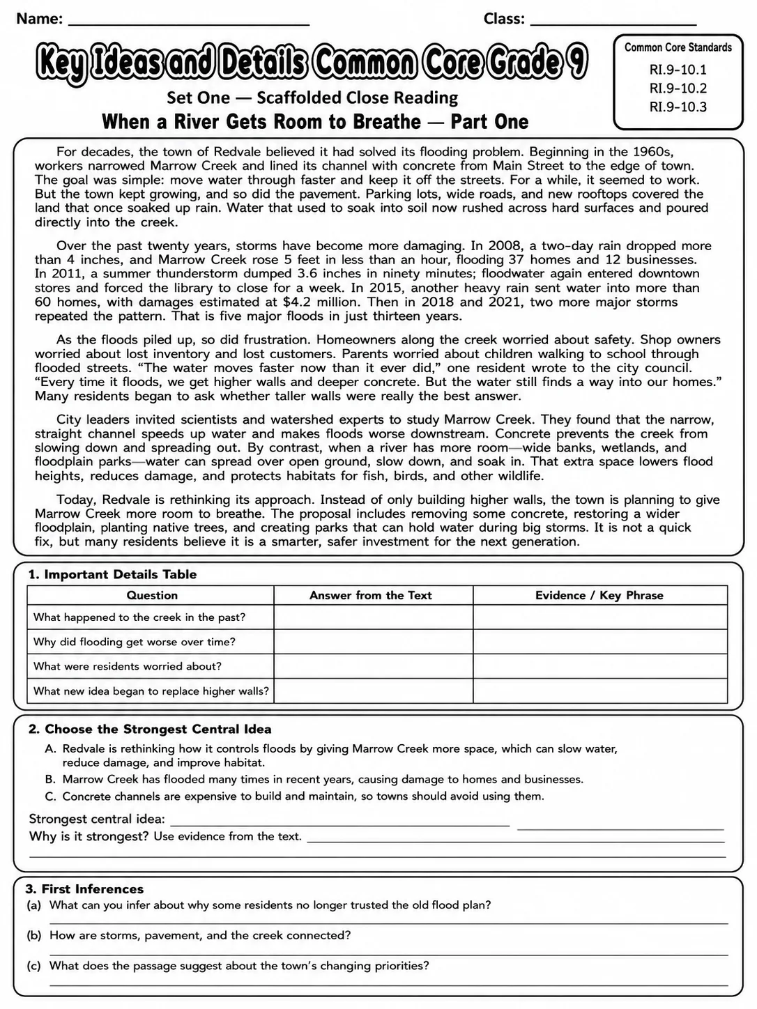 Key Ideas and Details Common Core Grade 9
