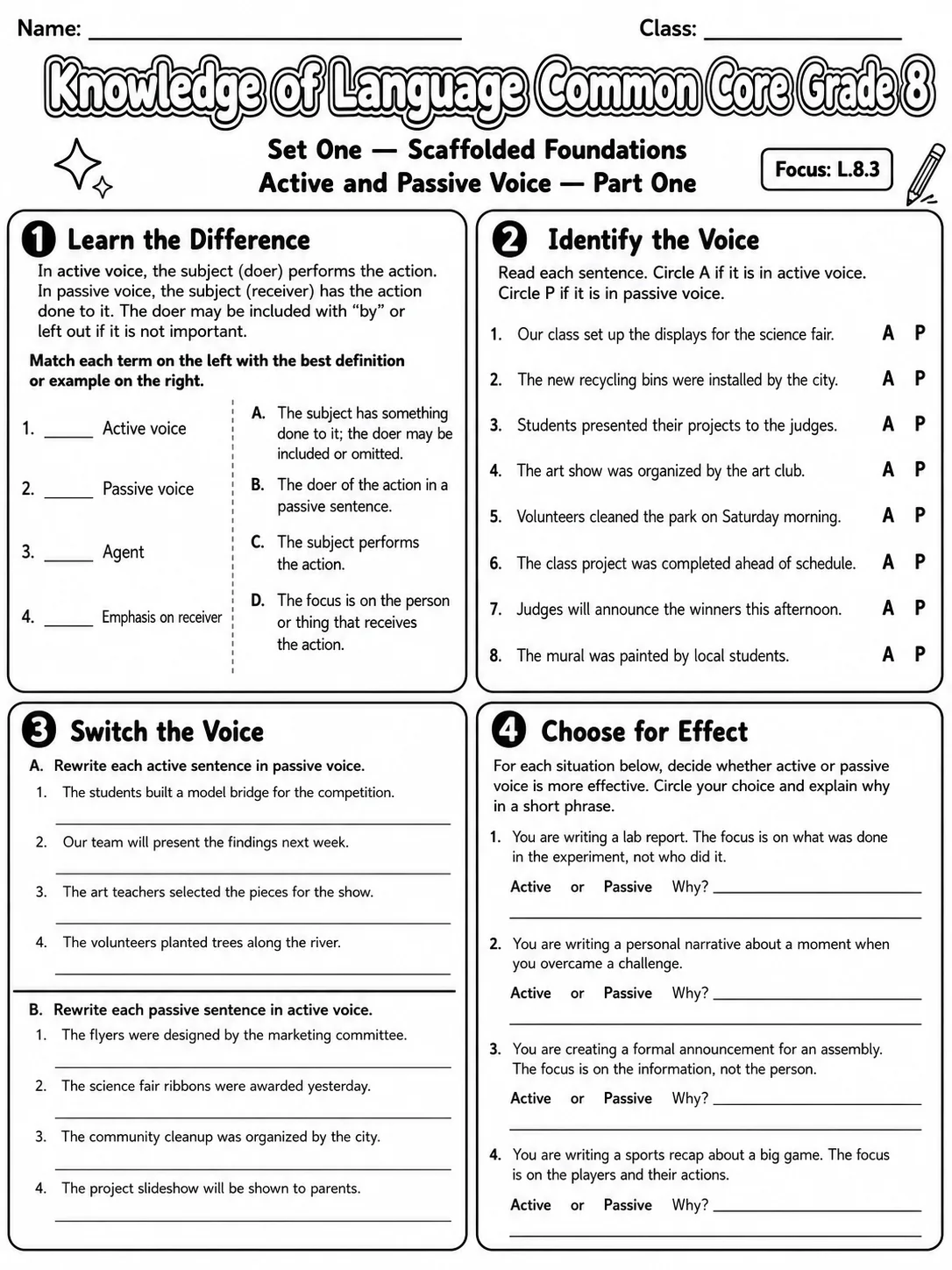 Knowledge of Language Common Core Grade 8