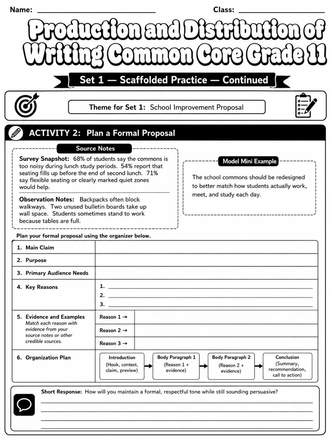 Production and Distribution of Writing Common Core Grade 11