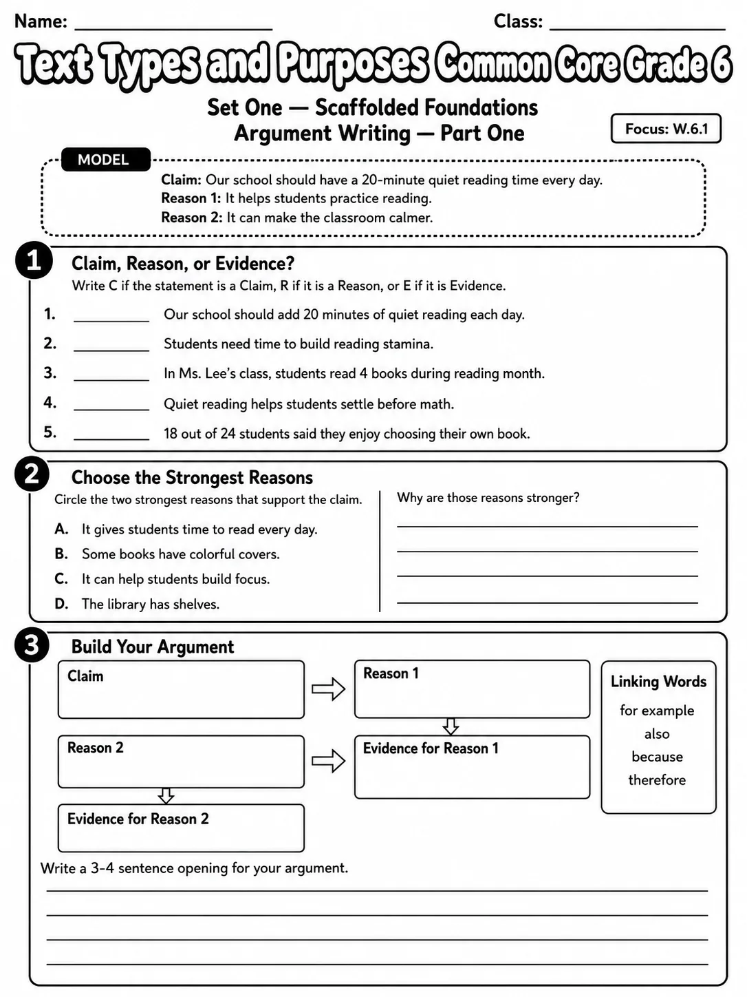 Text Types and Purposes Common Core Grade 6