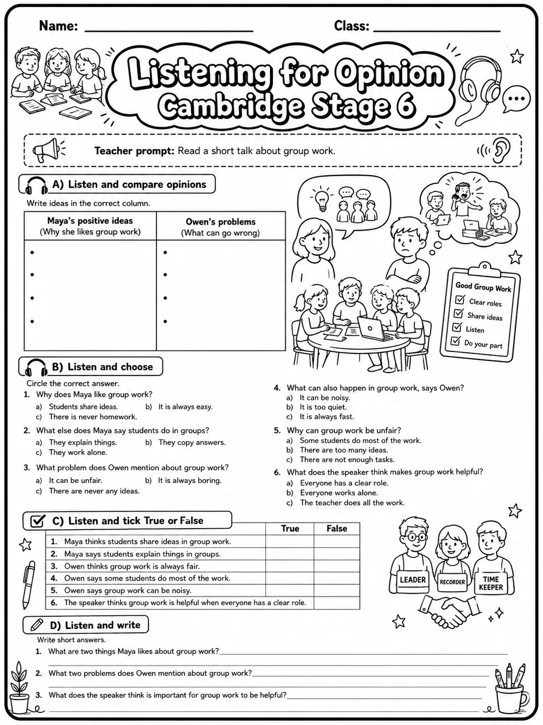 Listening for Opinion Cambridge Stage 6 - Is Group Work Always Helpful