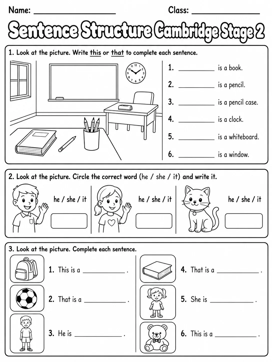Sentence Structure Cambridge Stage 2