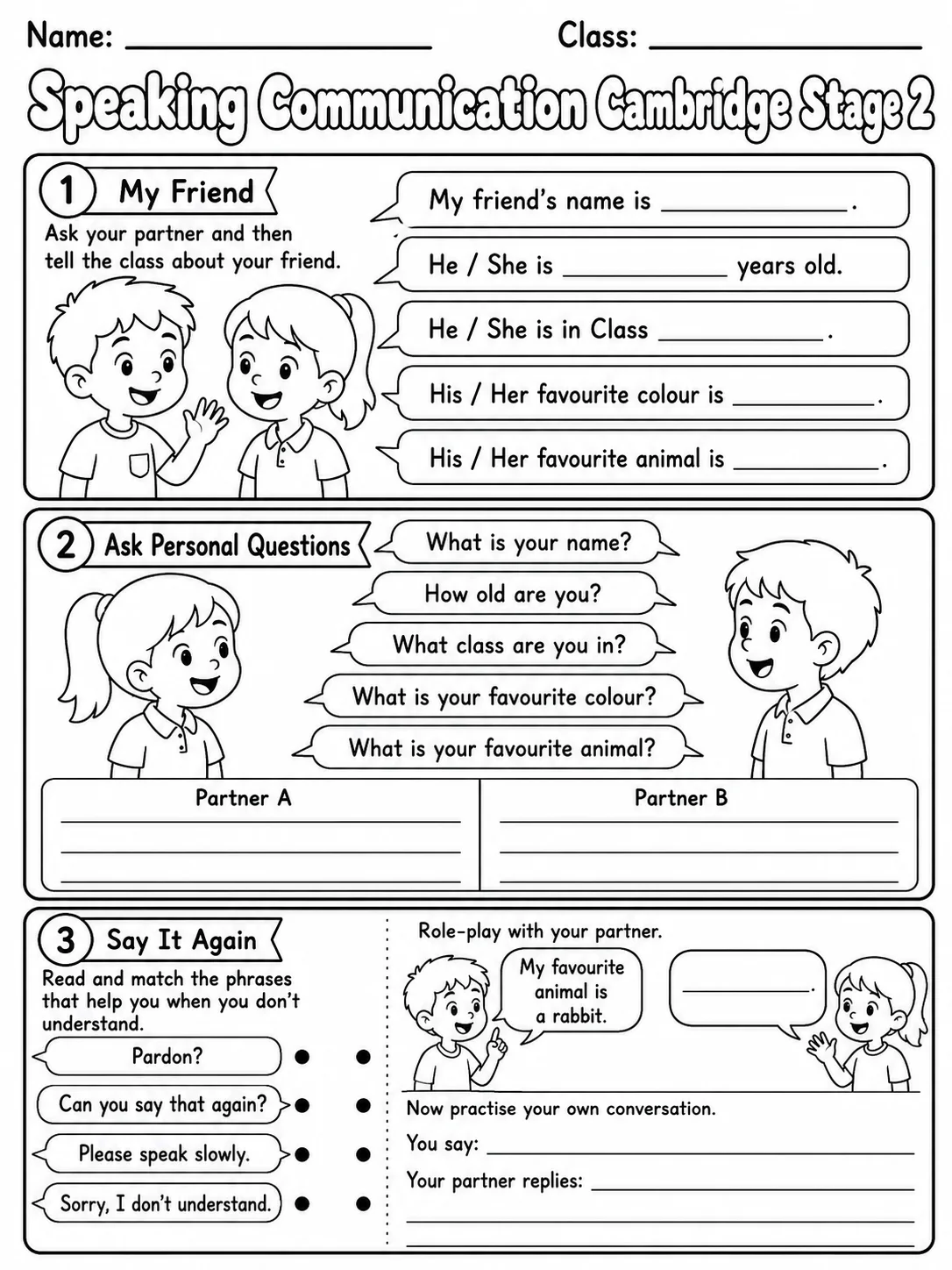 Speaking Communication Cambridge Stage 2