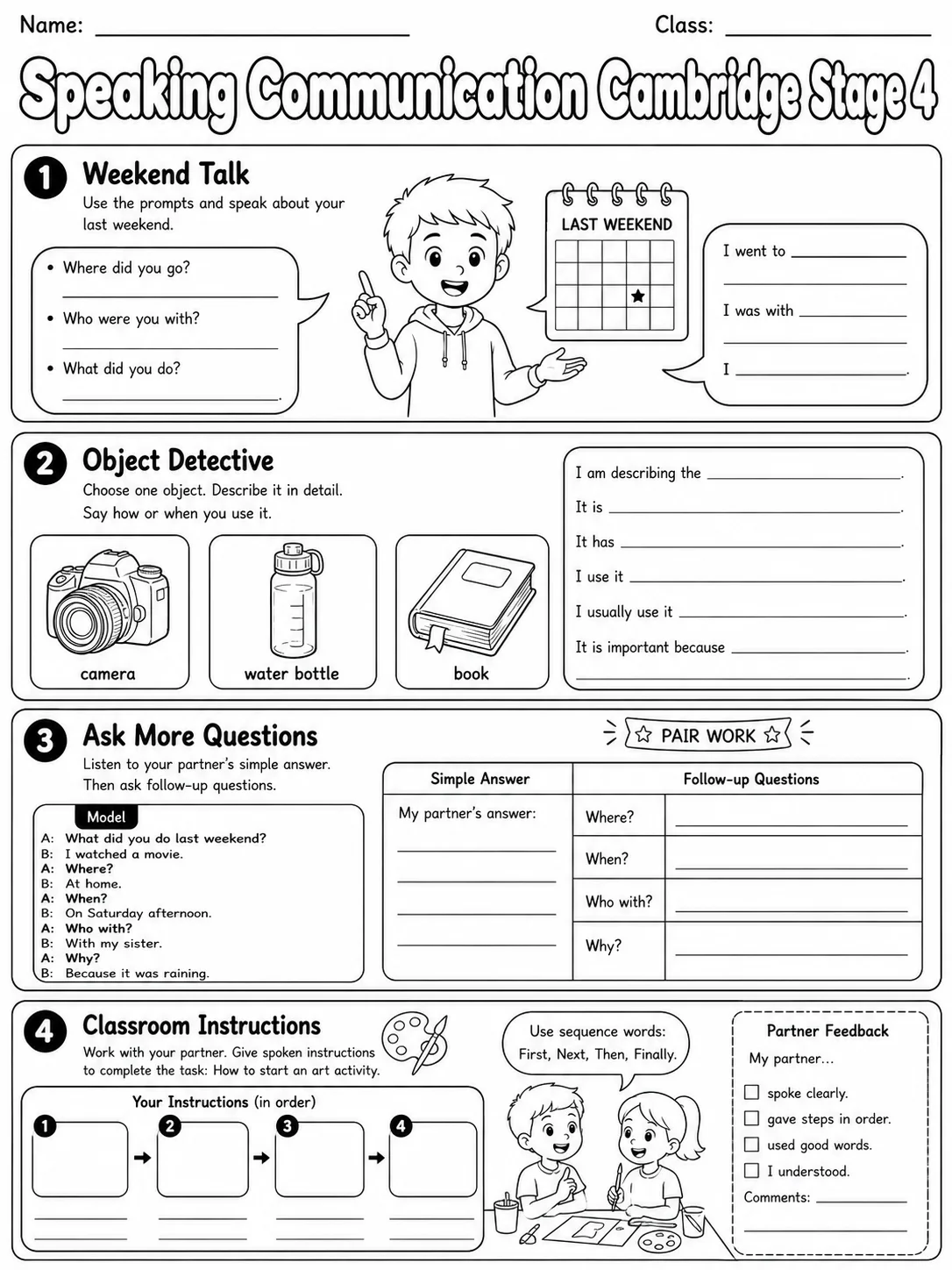 Speaking Communication Cambridge Stage 4