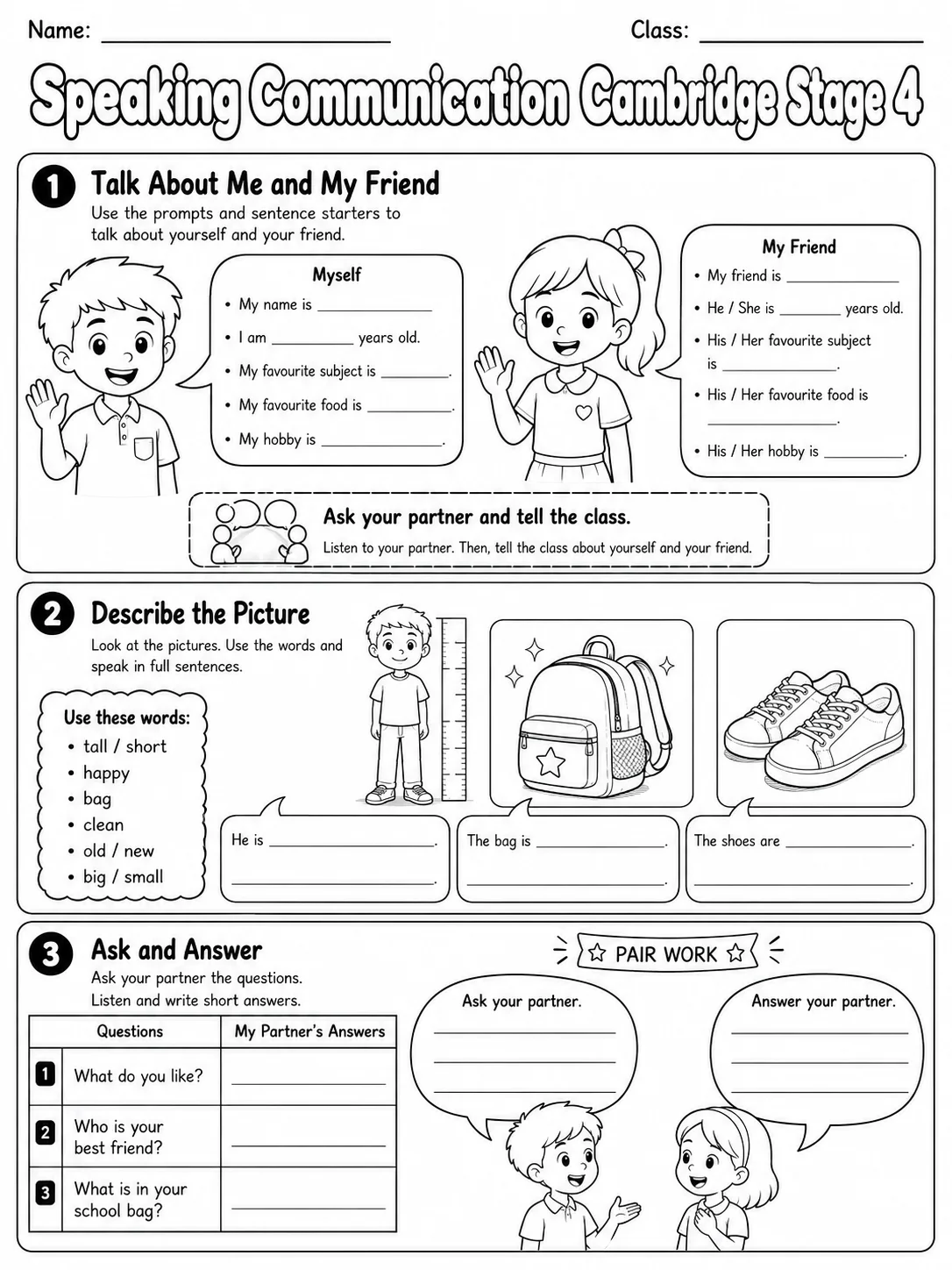 Speaking Communication Cambridge Stage 4