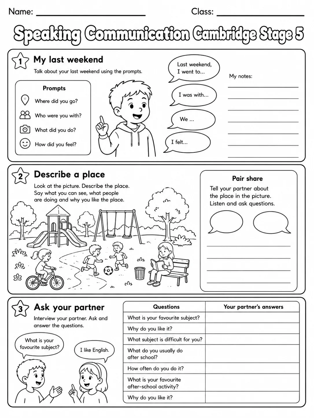 Speaking Communication Cambridge Stage 5