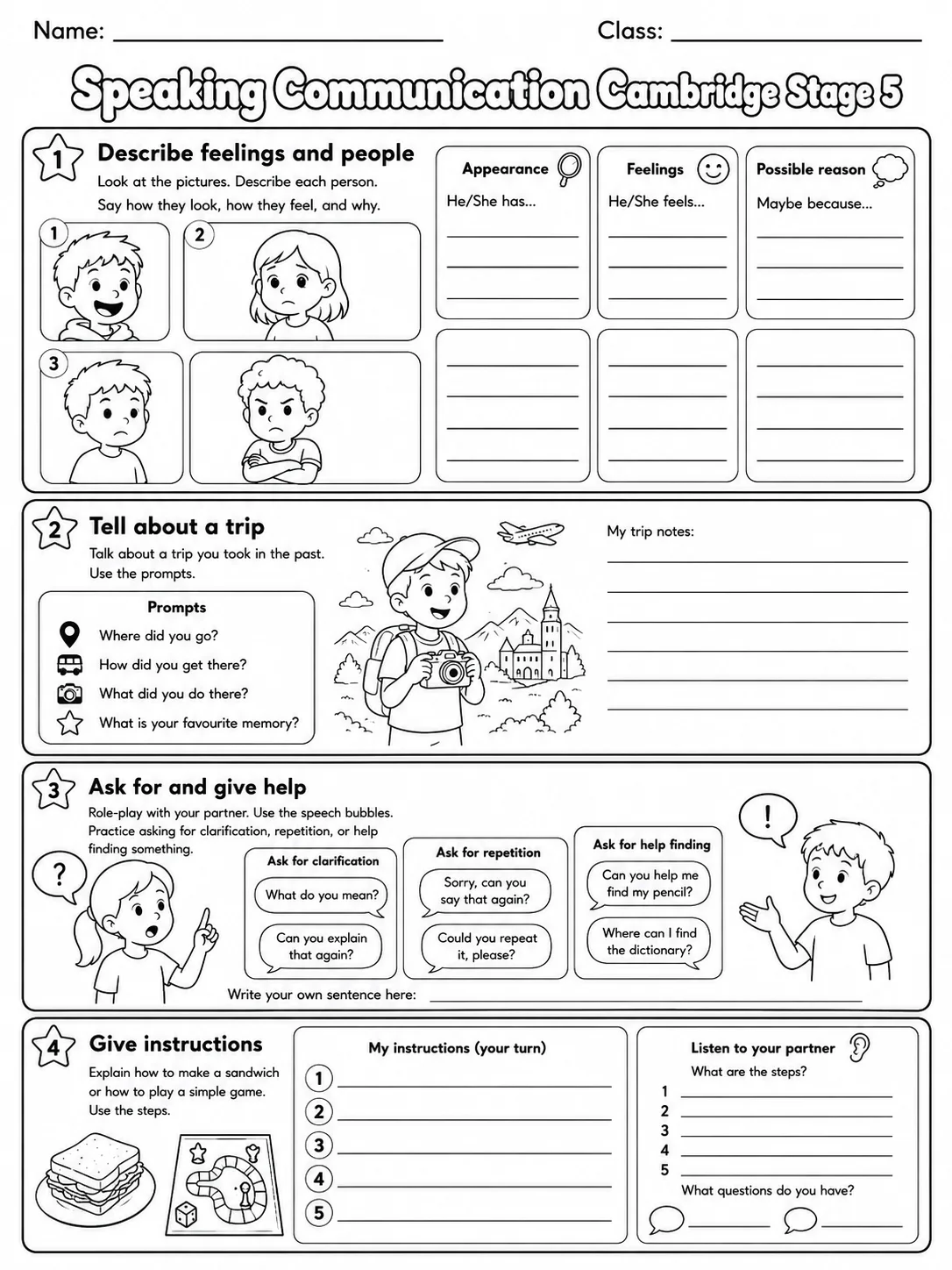 Speaking Communication Cambridge Stage 5