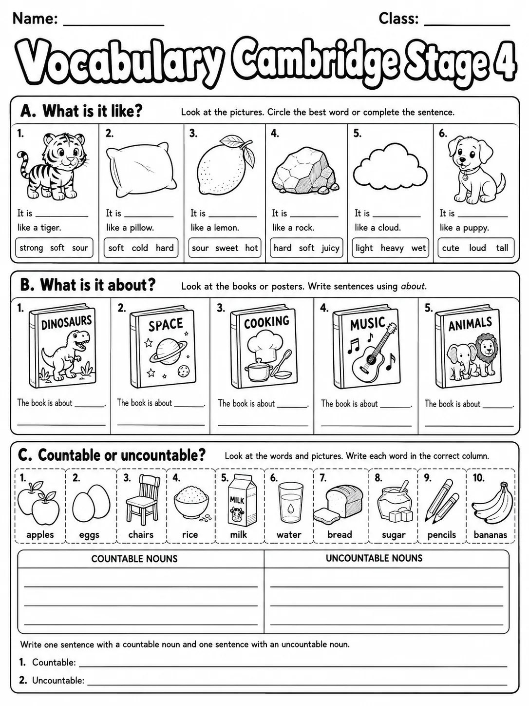 Vocabulary Cambridge Stage 4