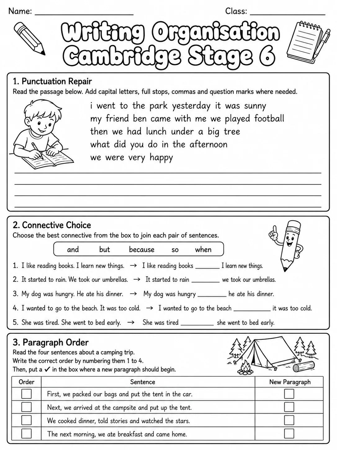 Writing Organisation Cambridge Stage 6