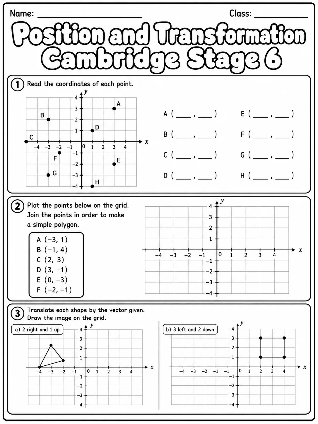 Position and Transformation Cambridge Stage 6