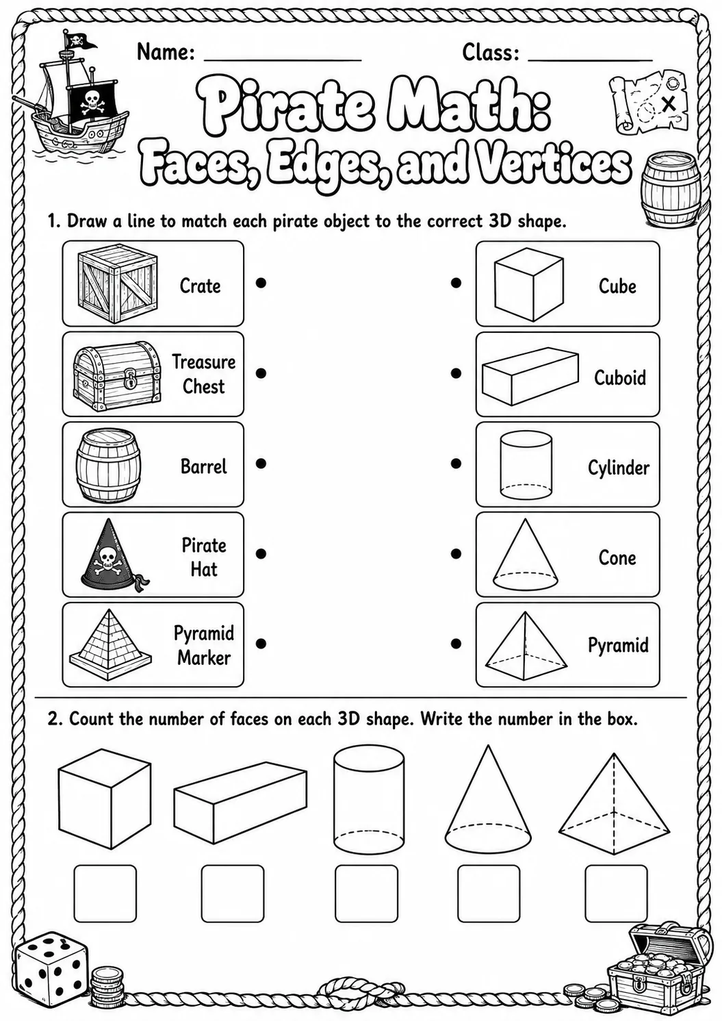 Pirate Math: Position and Direction Worksheet Pack
