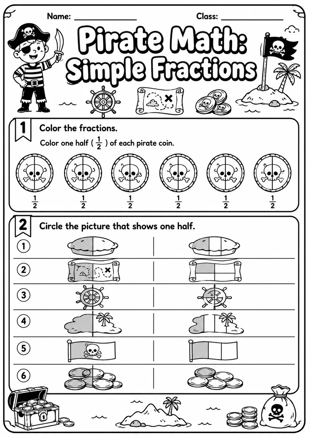 Pirate Math: Position and Direction Worksheet Pack
