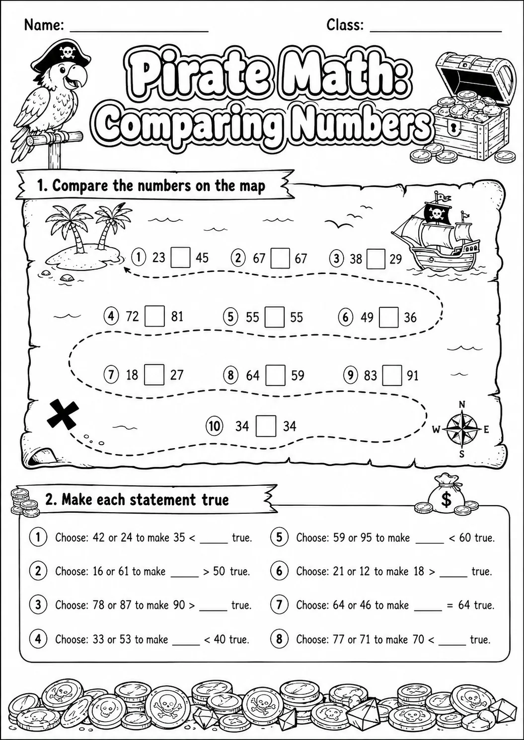 Pirate Math: Word Problems Worksheet