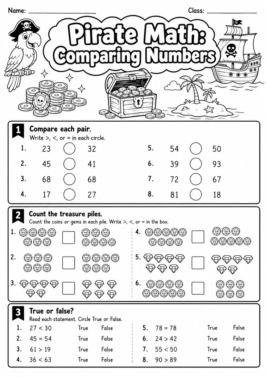 Pirate Math: Word Problems Worksheet