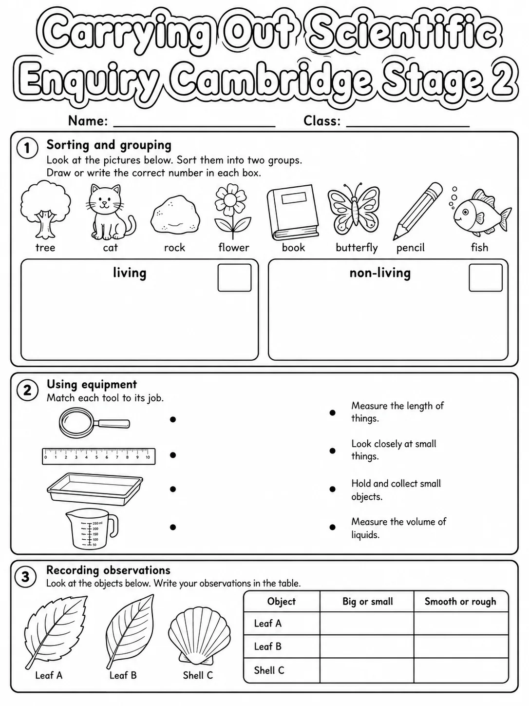 Carrying Out Scientific Enquiry Cambridge Stage 2