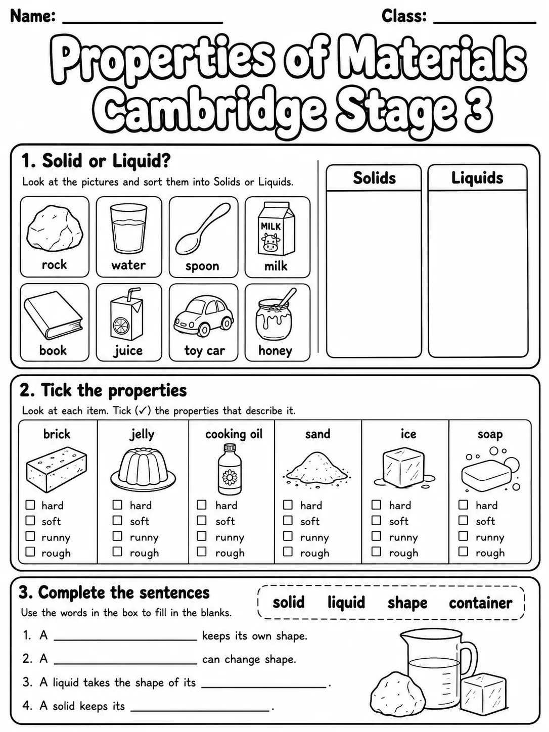 Properties of Materials Cambridge Stage 3