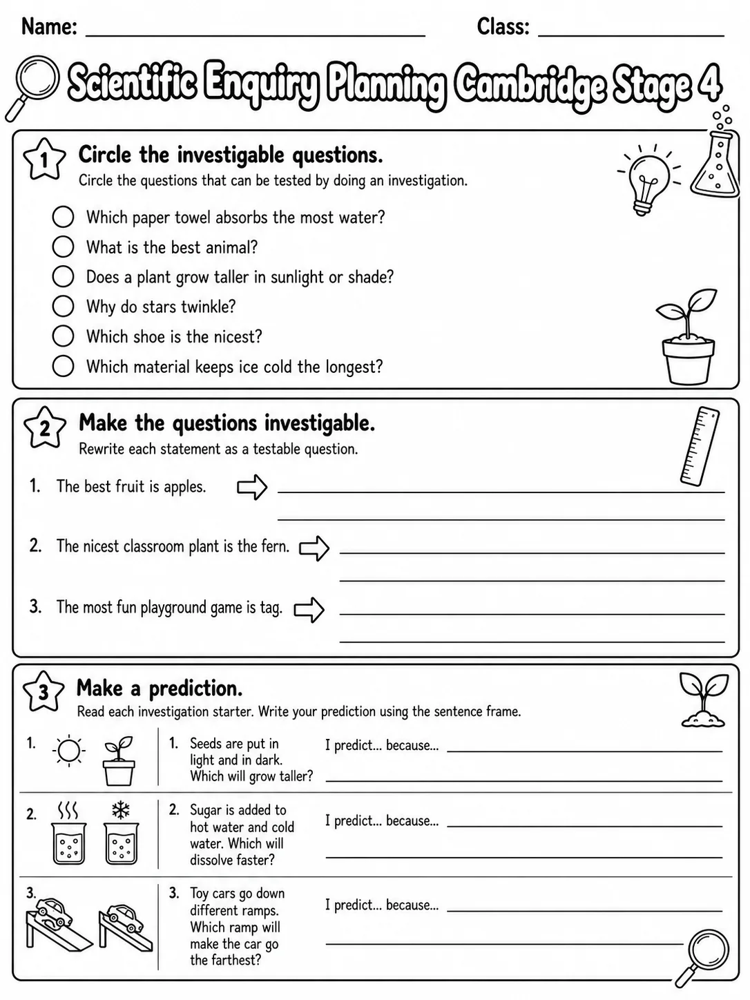 Scientific Enquiry Planning Cambridge Stage 4