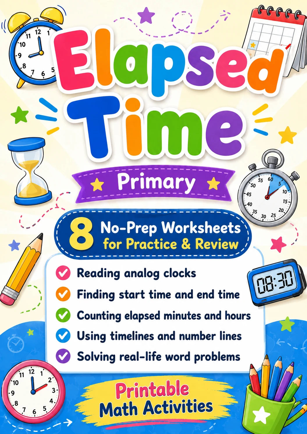 Elapsed Time Worksheet Pack