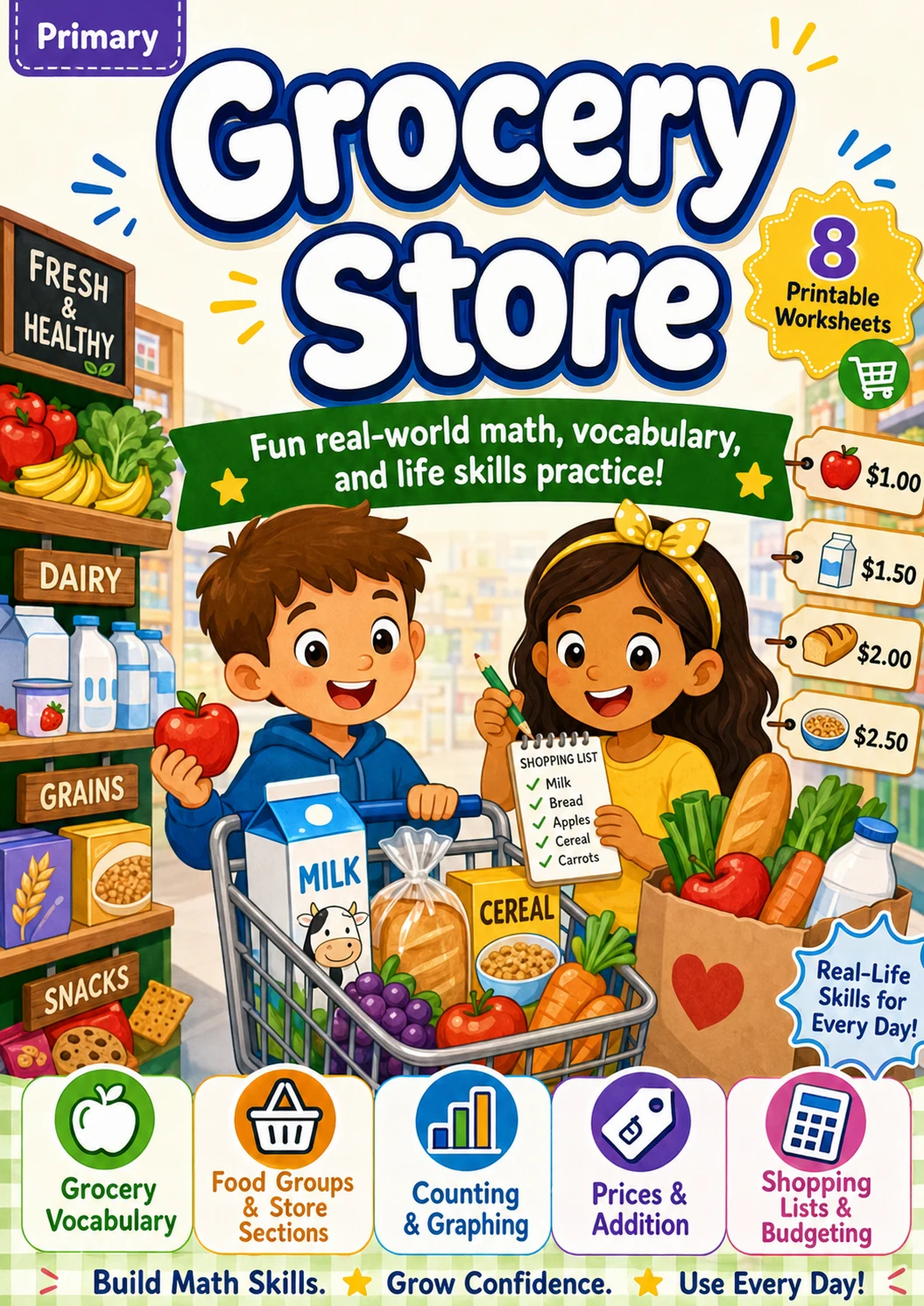 Grocery Store Worksheet Pack