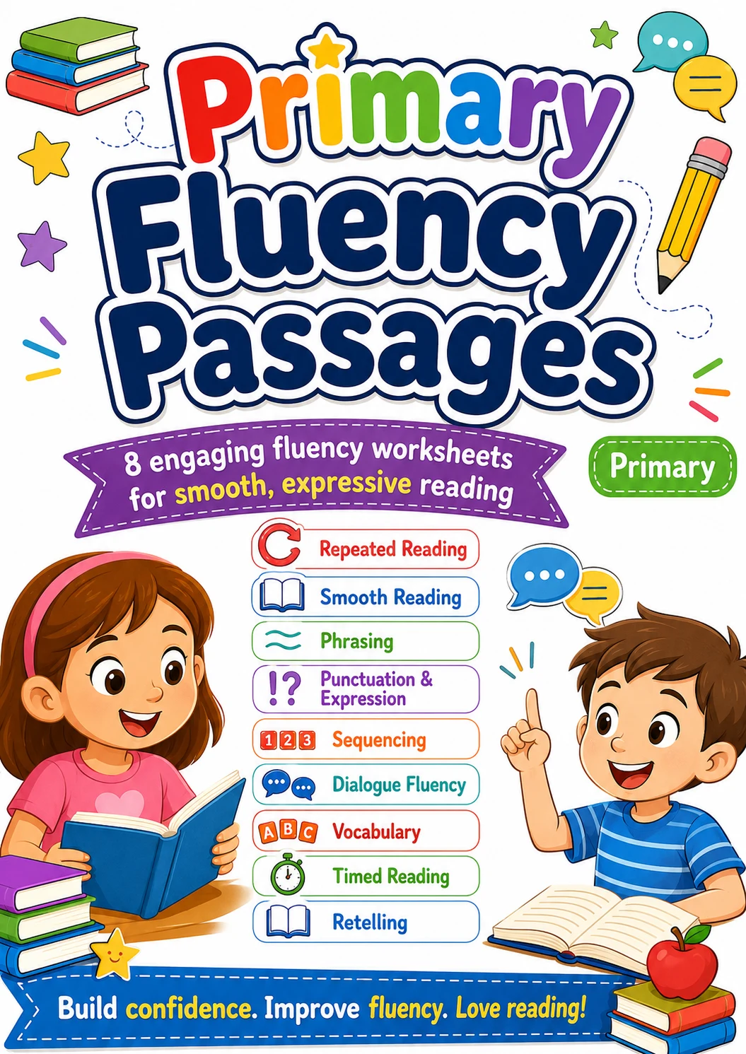 Primary Fluency Passages Worksheet Pack