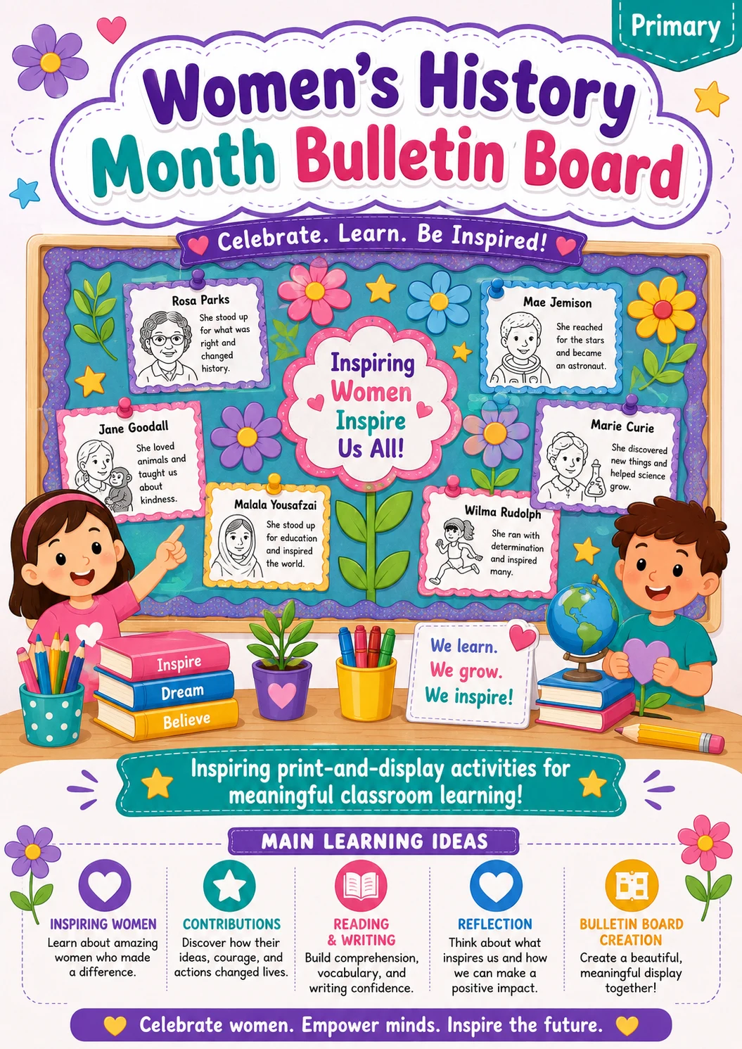 Women's History Month Bulletin Board Worksheet Pack