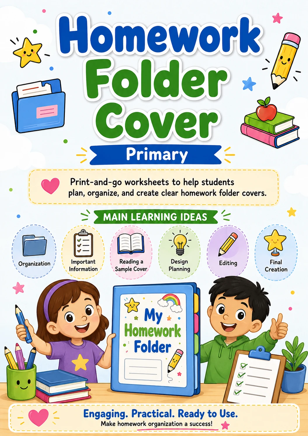 Homework Folder Cover Worksheet Pack
