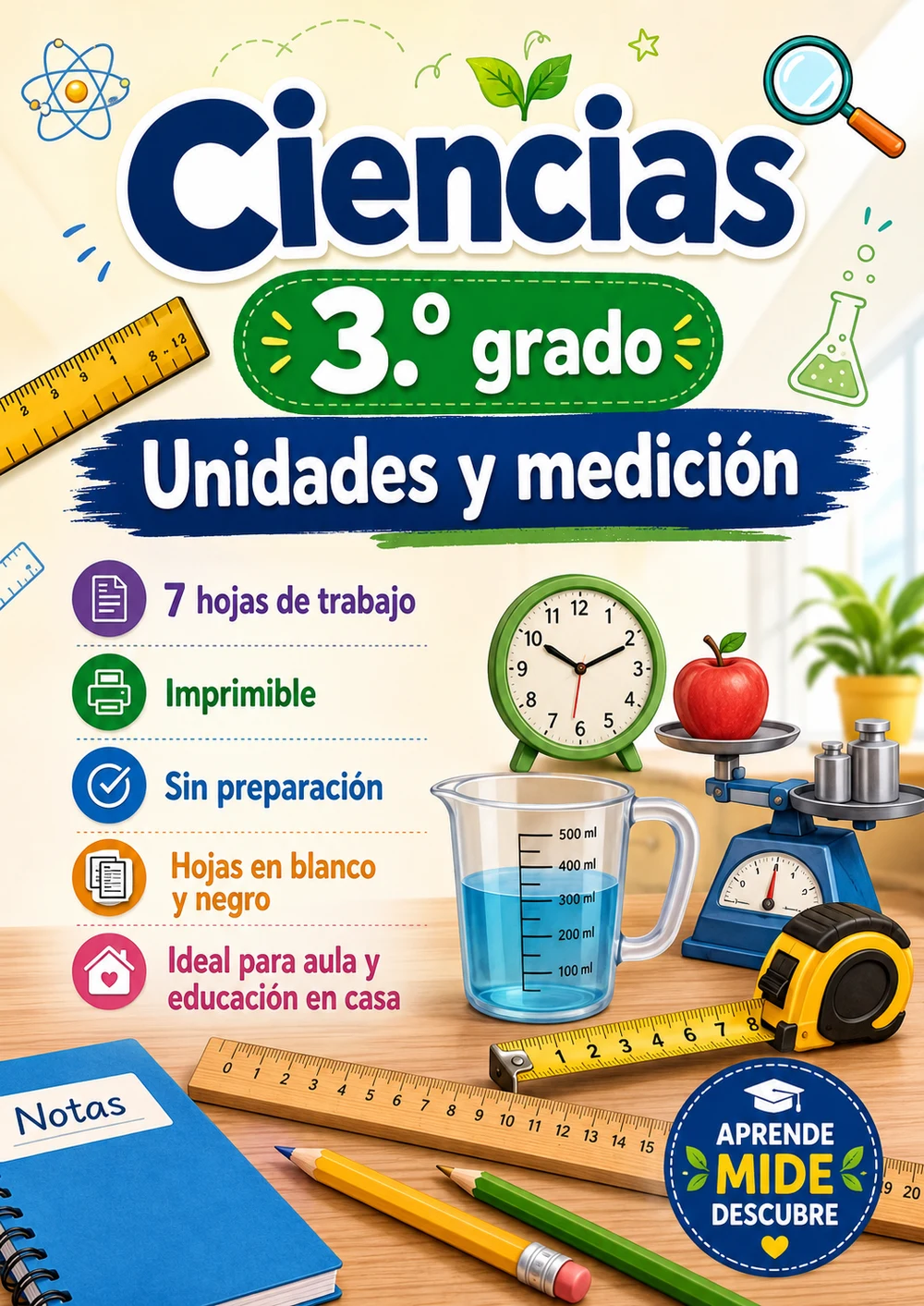 3.º grado - Unidades y medición - Paquete de ciencias en español