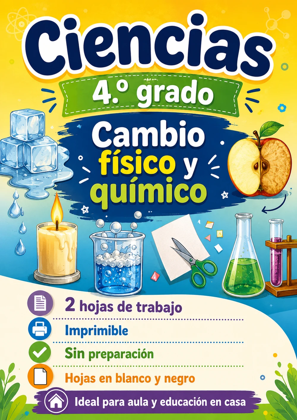 4.º grado - Cambio físico y químico - Paquete de ciencias en español