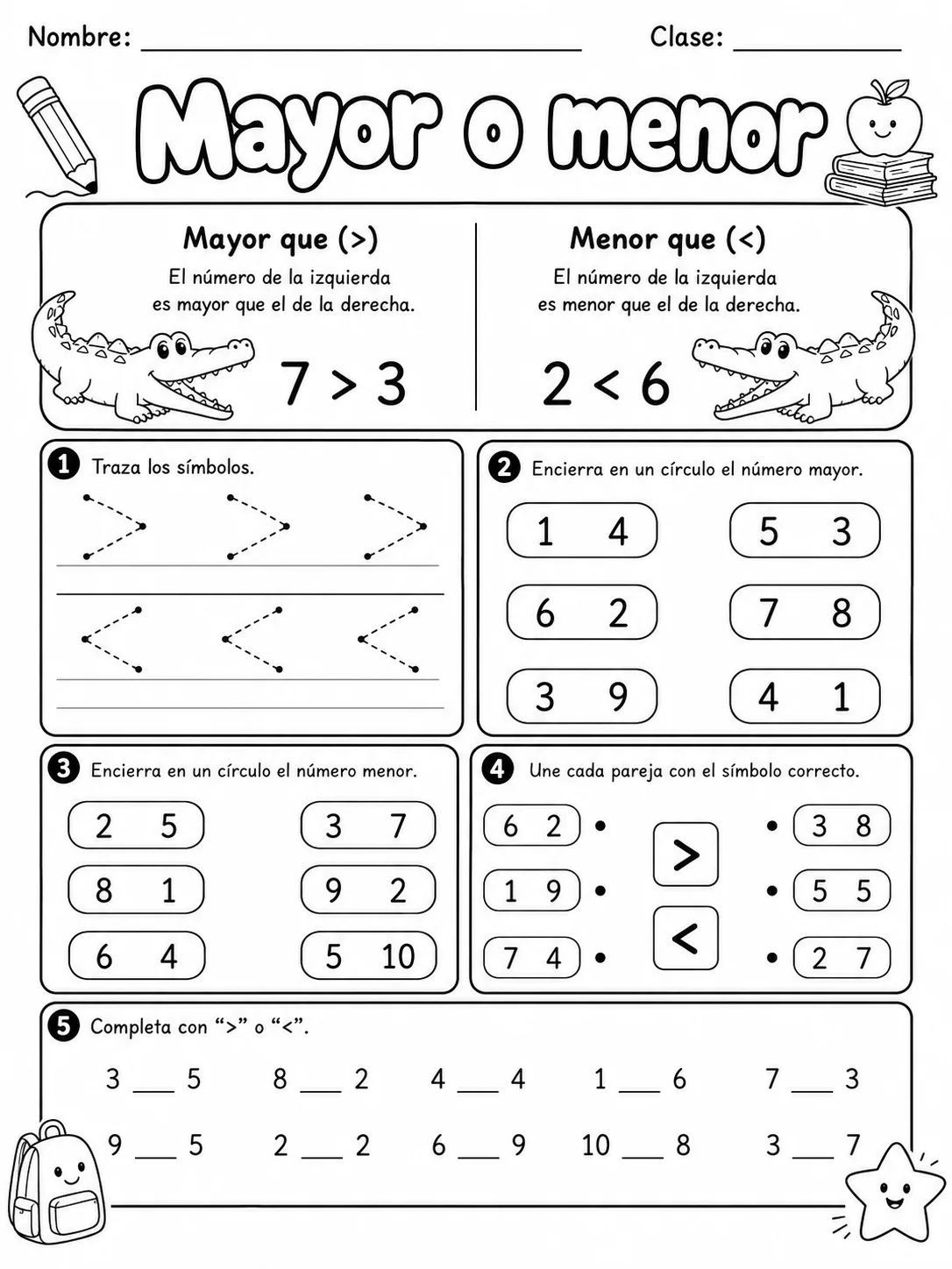 2.º grado - repaso mixto: comparación y orden, ecuaciones y reglas, números y conteo y datos y gráficas - Paquete de fichas