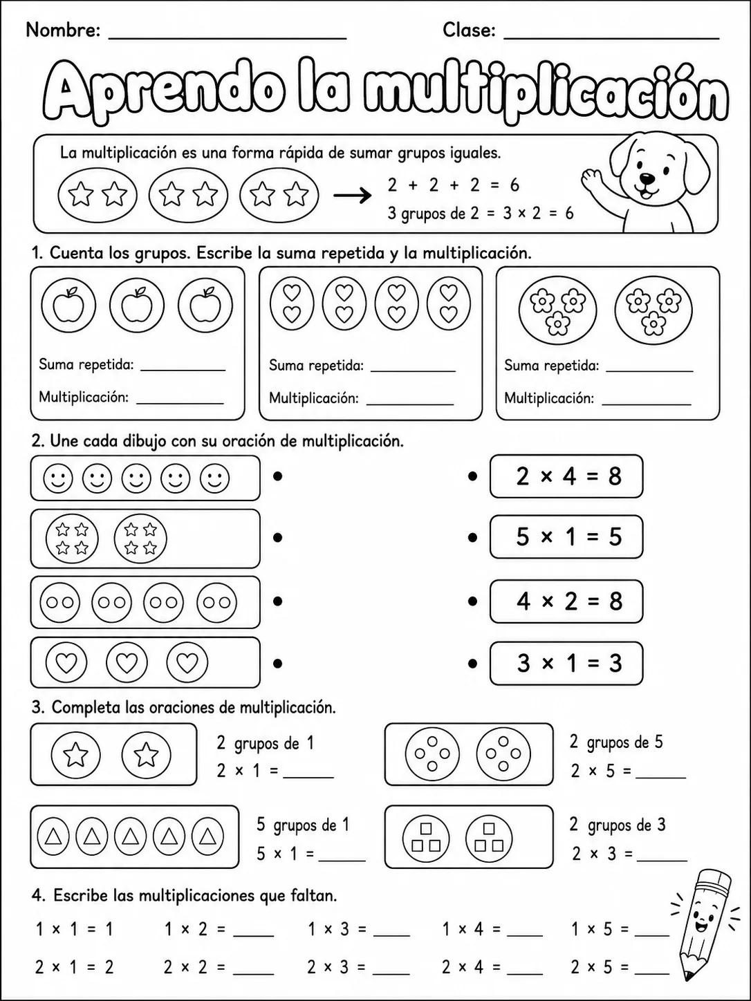 4.º grado - multiplicación y división - Paquete de fichas