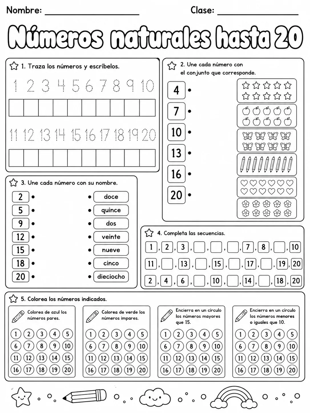4.º grado - repaso mixto: comparación y orden, números y conteo, números ordinales y valor posicional - Paquete de fichas