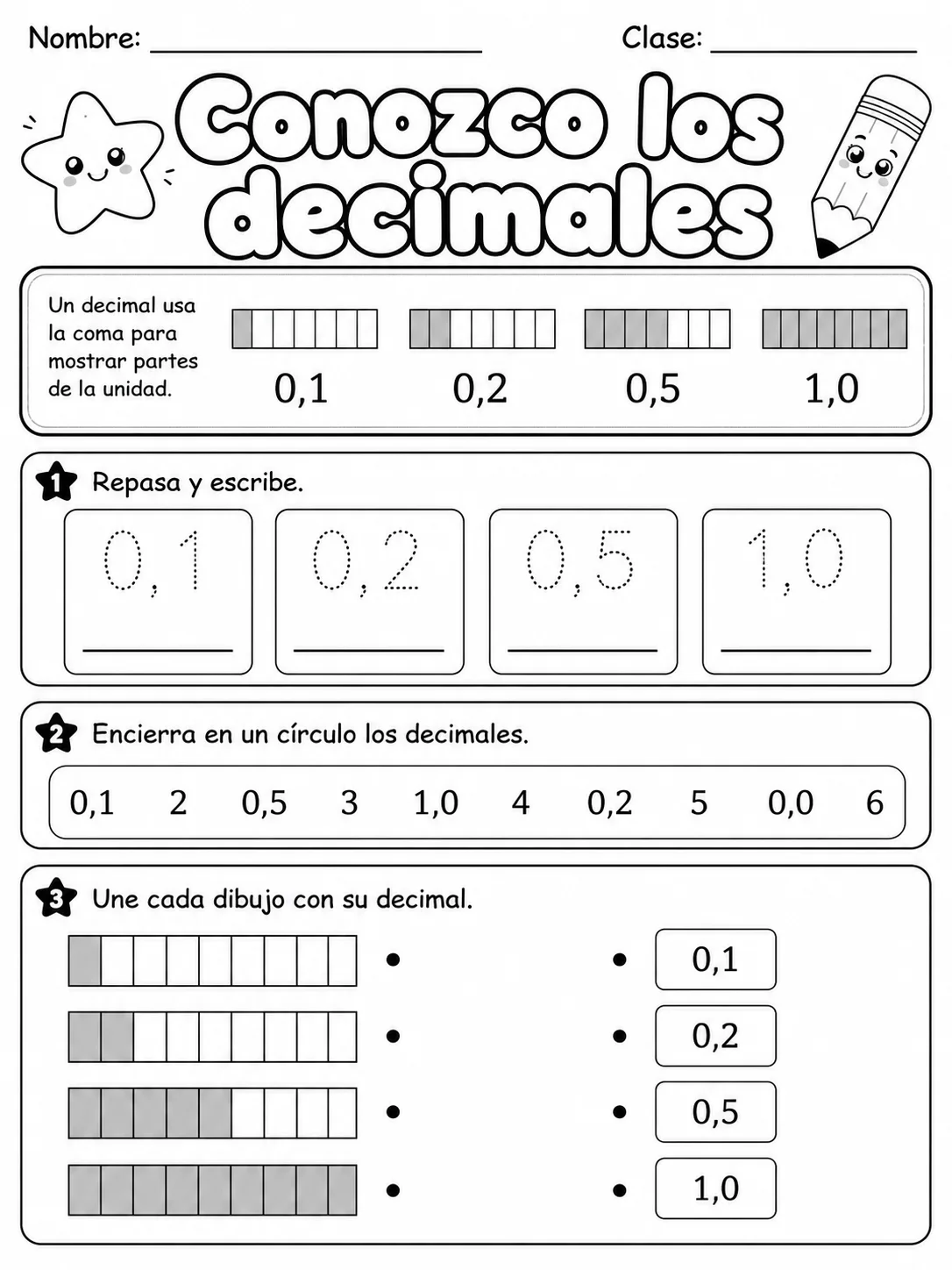 4.º grado - repaso mixto: decimales, multiplicación y división y suma y resta - Paquete de fichas