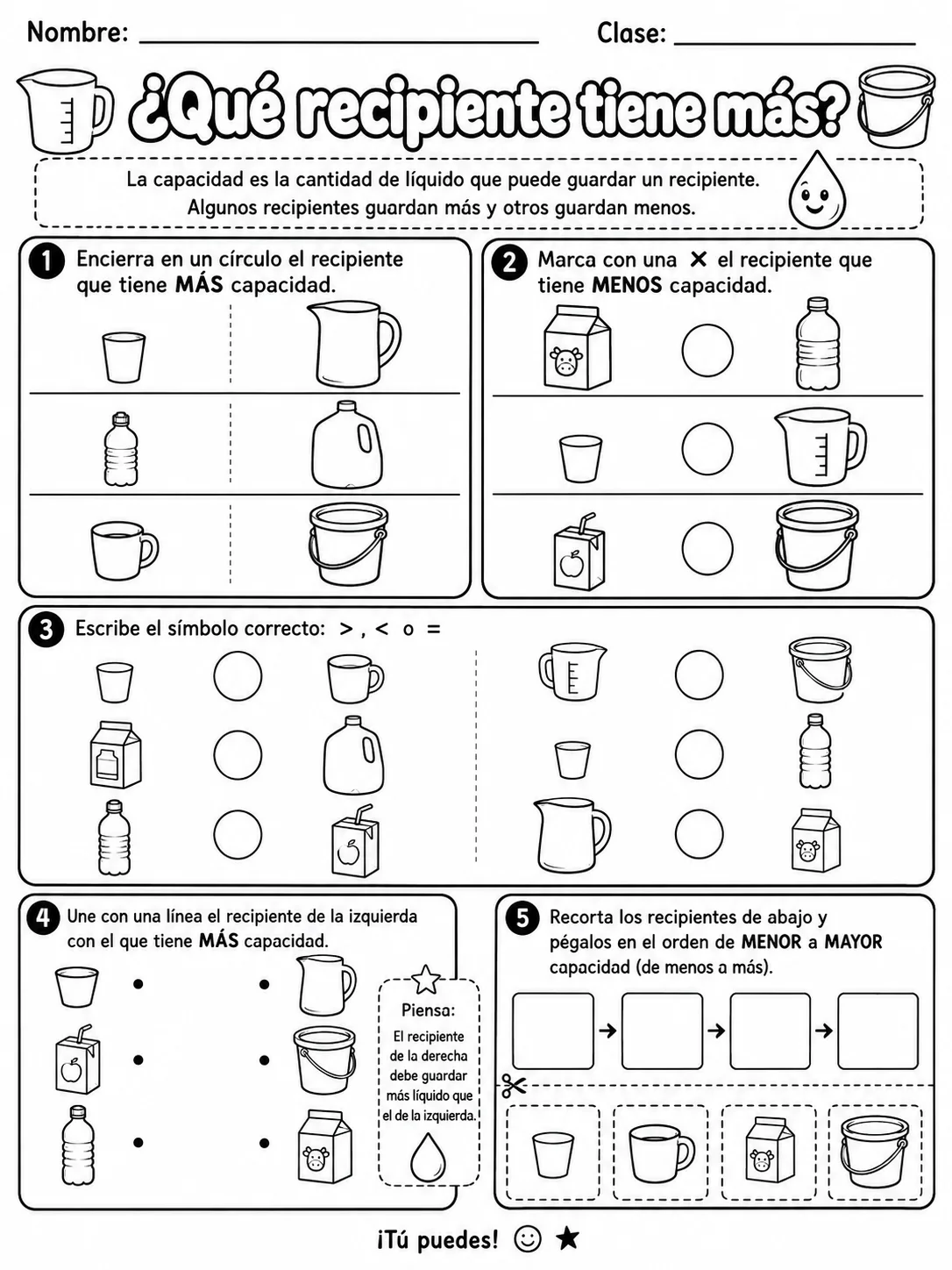 5.º grado - medidas de longitud, masa y capacidad - Paquete de fichas