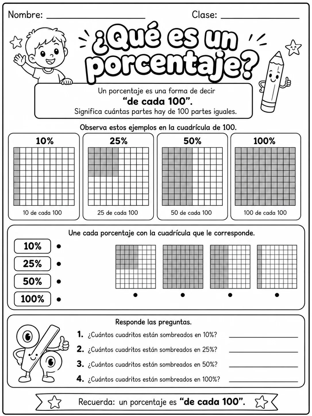5.º grado - porcentajes - Paquete de fichas